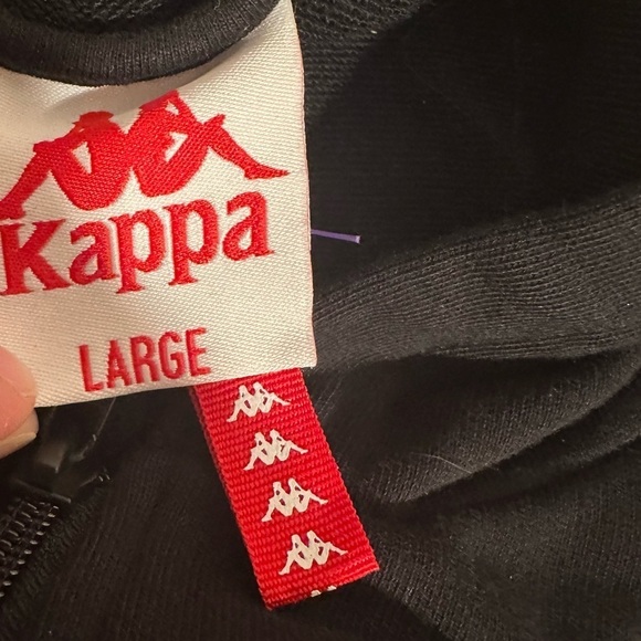 Kappa Open Shoulder Zip Jacket Leopard Neon Cropped Hoodie Black Large Cotton - Picture 2 of 16